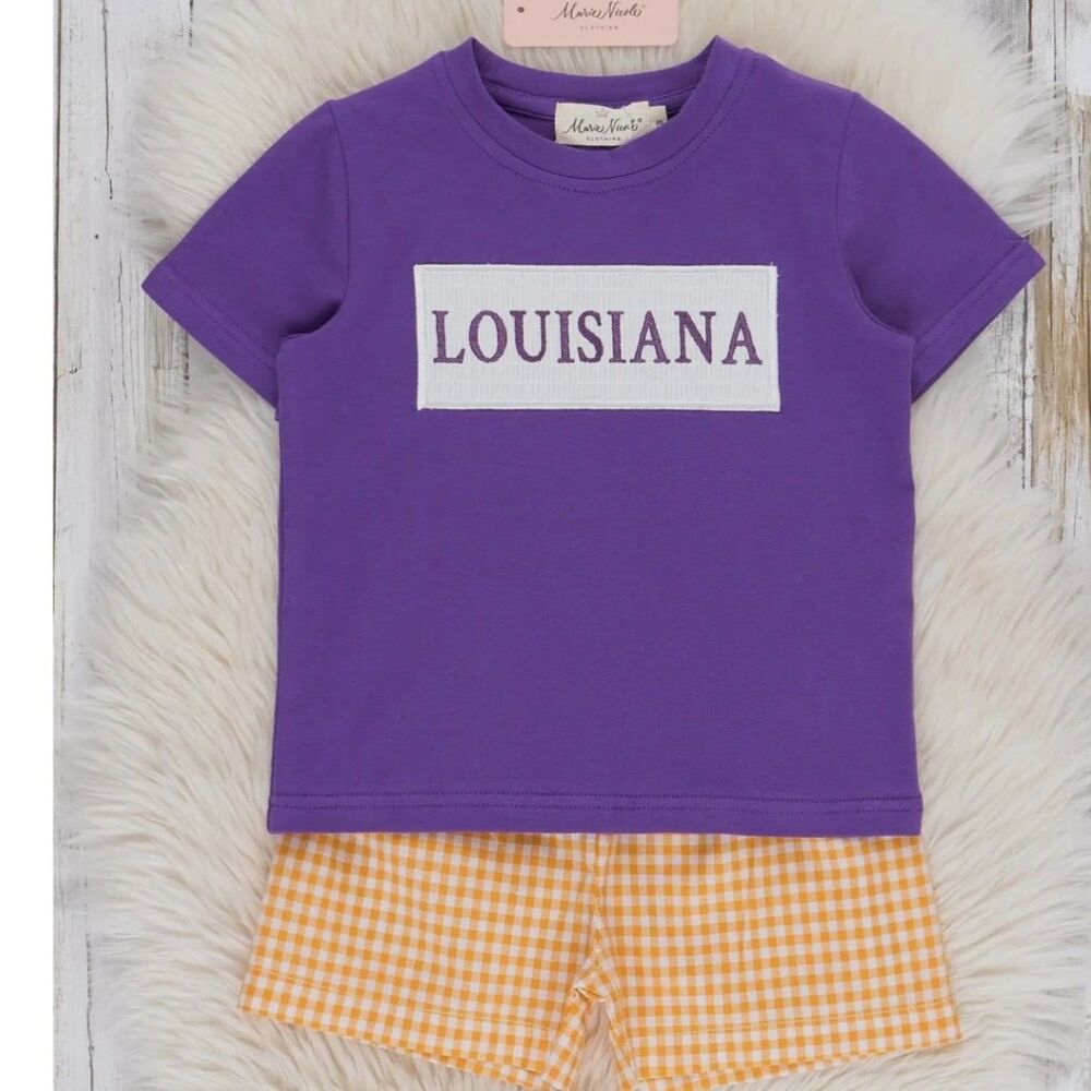 Gingham Print Smocked Boys Louisiana Short Set Size‎ 3 years / 3T